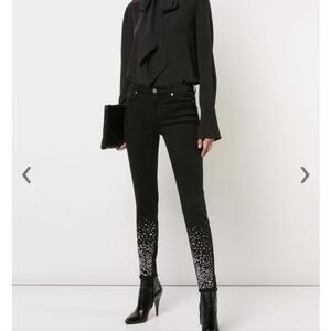 7 For All Mankind b(air) The Ankle Skinny Black/Rhinestone Size 32